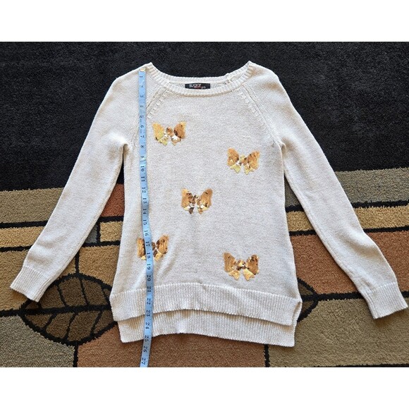 Sugar Rush Girls Size Large Mint Sweater with Silver Sequence Stars - Picture 3 of 5
